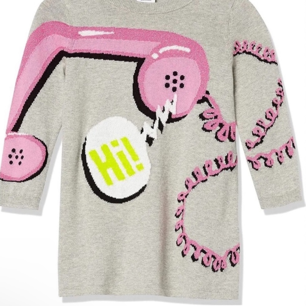 Spotted Zebra Girls Long Sleeve Swing Sweater Dress with Graphic Dial Phone